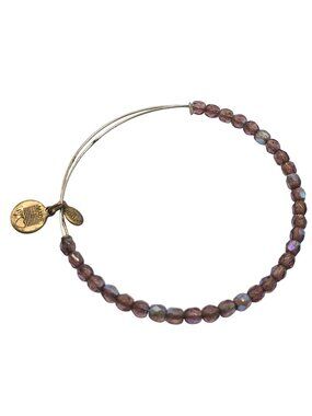 Alex And Ani Rock Candy Beaded Gold Bracelet With Amethyst Crystals Charms